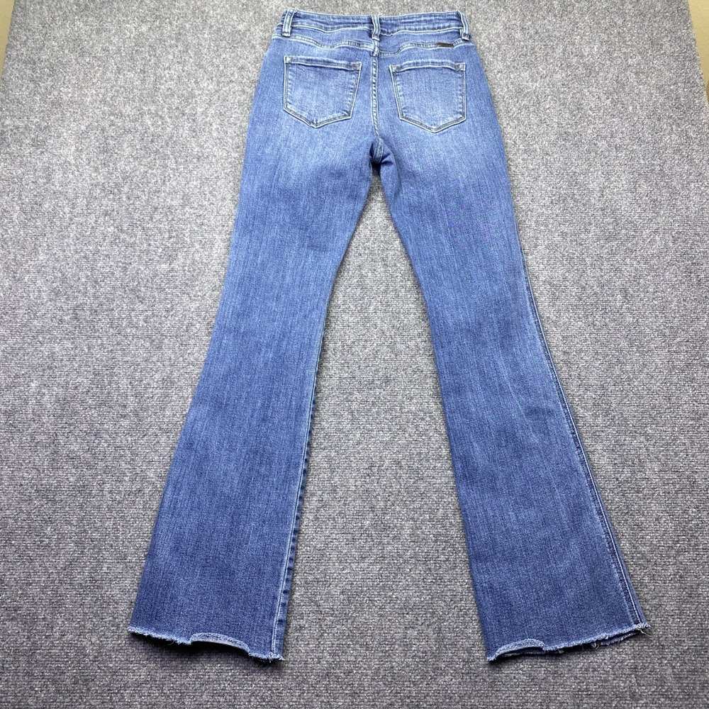 KanCan Womens High Rise Flare Jeans Blue Front Seam‎ Raw Hem KC2566D Size 7/27 - Picture 8 of 9